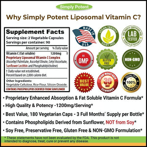 Simply Potent - 脂質體維他命C (1200毫克, 90日) Liposomal Vitamin C (1200mg)