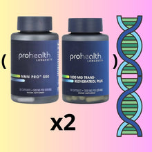 ProHealth LONGEVITY - 2瓶 NMN Pro 500 (NMN 15000) + 2瓶 反式白藜蘆醇 1000 毫克 + 端粒長度分析 (醫藥級高純度)