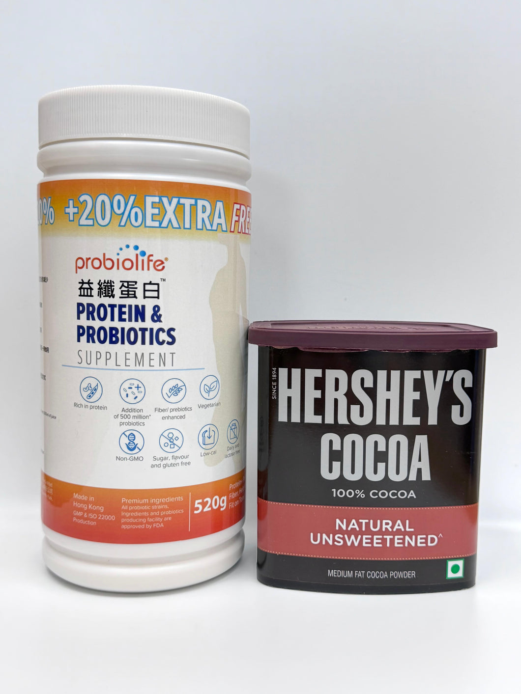 [+$28 換購] 益纖蛋白(家用增量裝) Hershey's 荷蘭式無糖 100% 可可粉 8oz 一盒 – HSK GeneTech