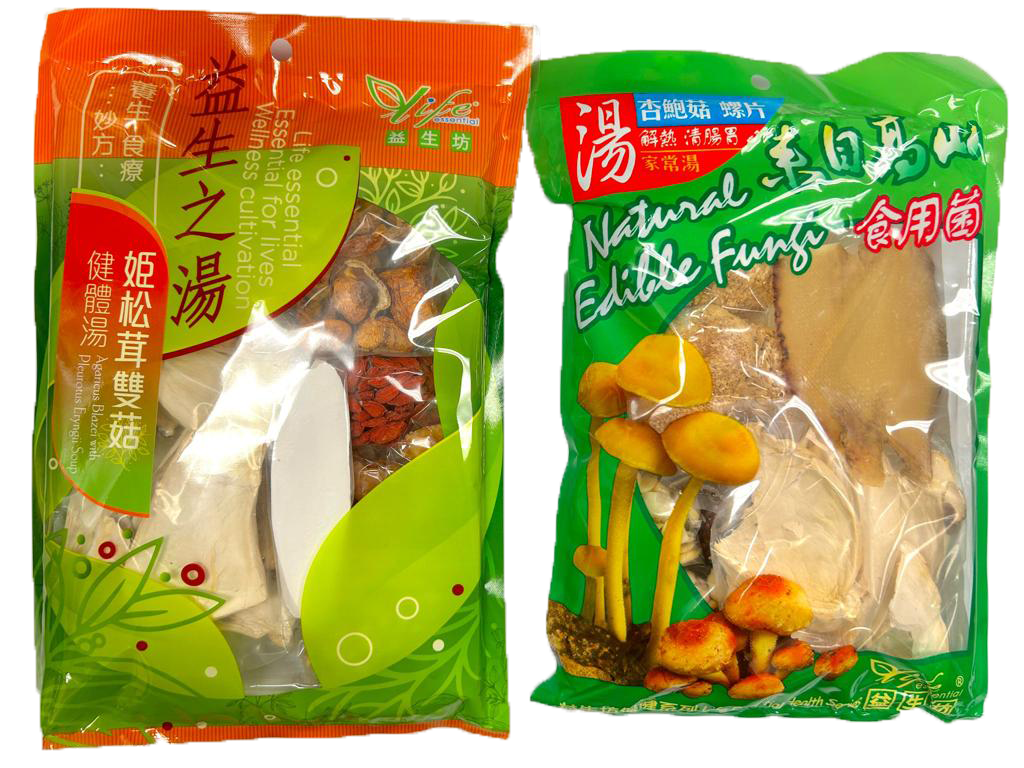 益生活 - 益生坊 - 杏鮑螺片清熱湯包 + 姬松茸雙菇健體湯包 (共 2包)